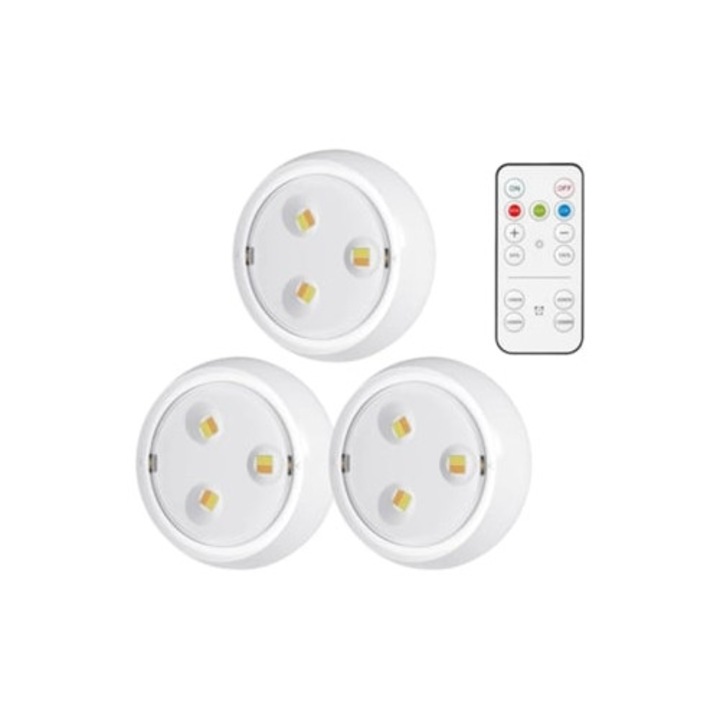 Lumina LED cu telecomanda, 3 culori, dimabila, alimentata cu baterii