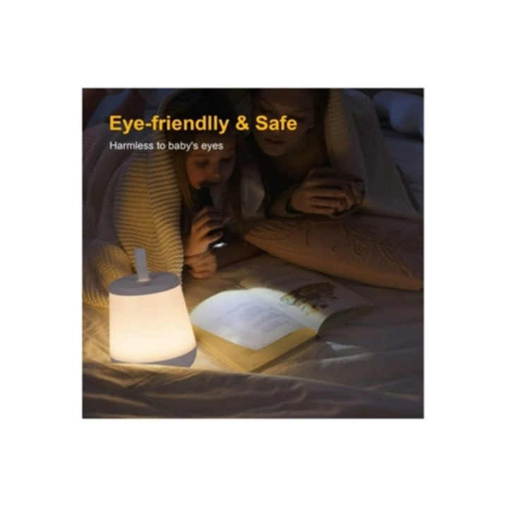 Veioza portabila cu LED, 5 niveluri de intensitate, incarcare rapida USB, lumina alba calda si RGB