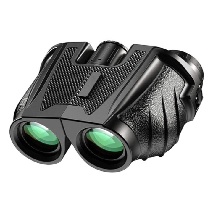 Binoclu compact 12x25, prisme Bak4, negru, set pentru observarea pasarilor si turism