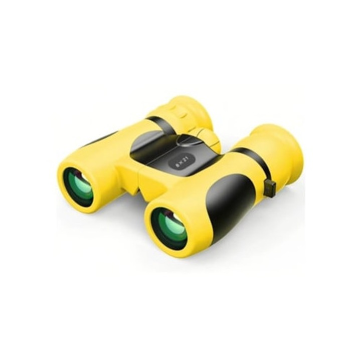 Binoclu pentru copii, 8x21, compact, portabil, galben/negru