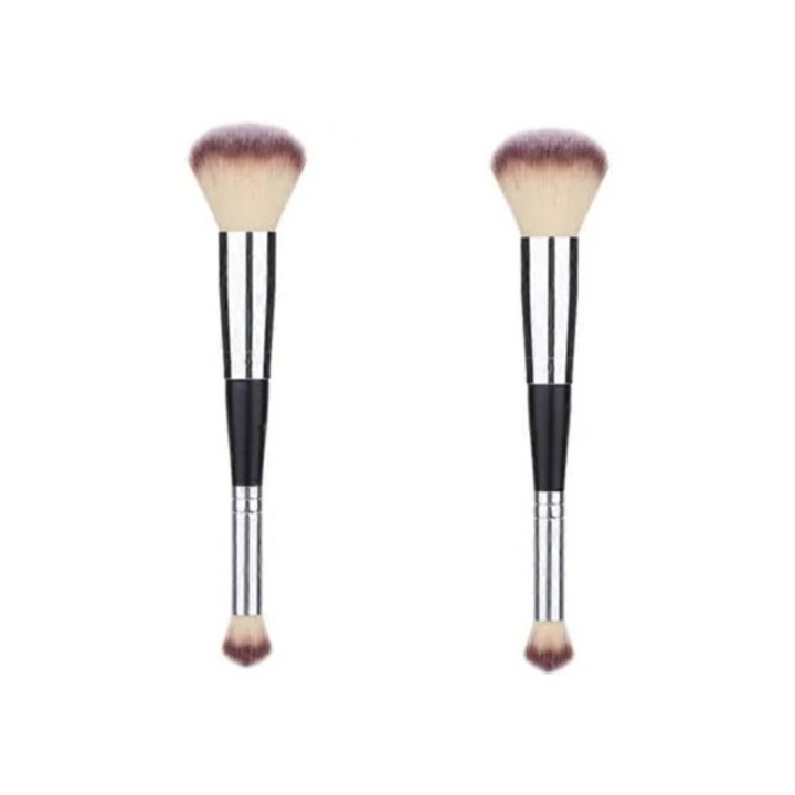 Set pensule machiaj cu capete duble, Rosewell, pentru fond de ten si corector, negru