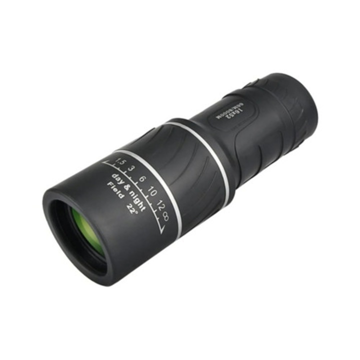 Monokuláris távcső, HD1250, optikai zoom, 66m/8000m, fekete