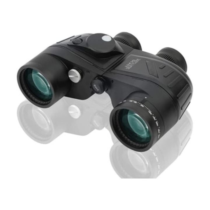 Binoclu marin 10x50 cu viziune nocturna, busola, husa de protectie, curea, negru