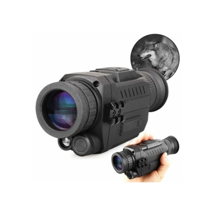 Monocular de noapte 5x35mm, 8x zoom, 200m, card de memorie, negru