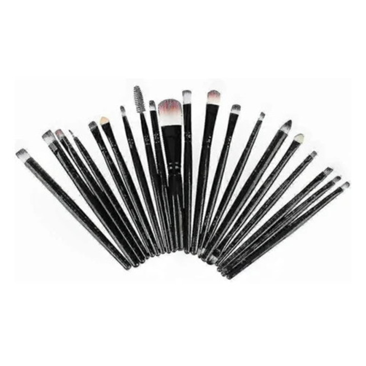 Set aplicatoare si pensule machiaj, 20 bucati, roz, Rosewell 2024