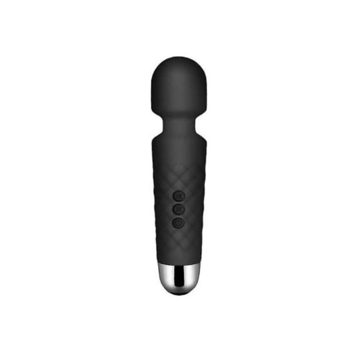 Masszírozó pálca, 8 sebesség, 20 vibrációs mód, fekete