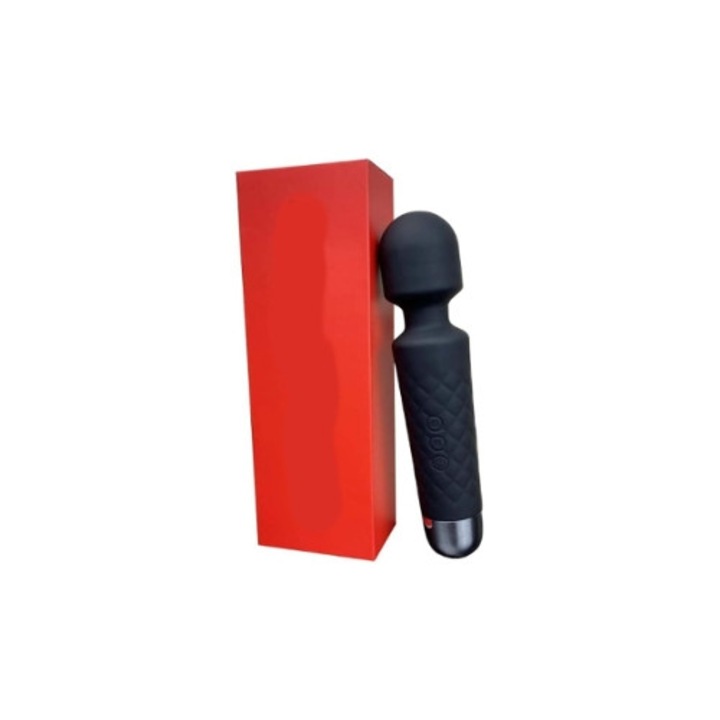 Акумулаторен персонален масажор, 20 модела, 8 скорости, водоустойчив, черен