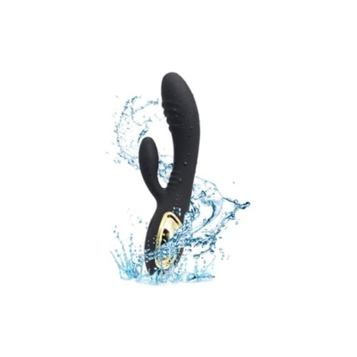 Vibrátor, 10 mód, masszív dildó, vízálló, fekete