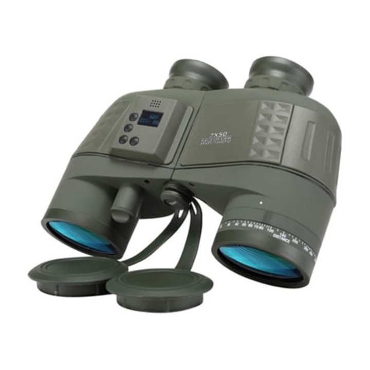 Морски бинокъл 7x50, компас, въздушно налягане, армейско зелено