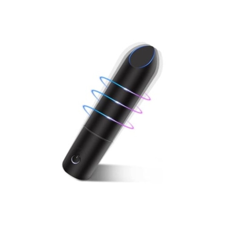 Vibrator tip bullet, cu varf unghiular, reincarcabil, 10 moduri de vibratie, negru