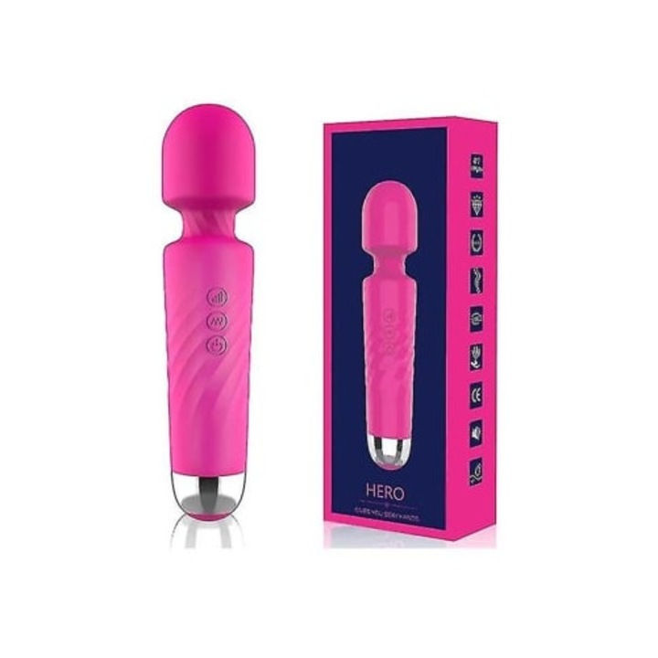 Vibrátor, újratölthető elektromos masszírozó, hordozható, rózsaszín