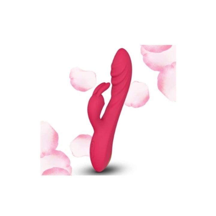 Vibrátor 2 az 1-ben, USB töltés, vízálló szilikon, piros