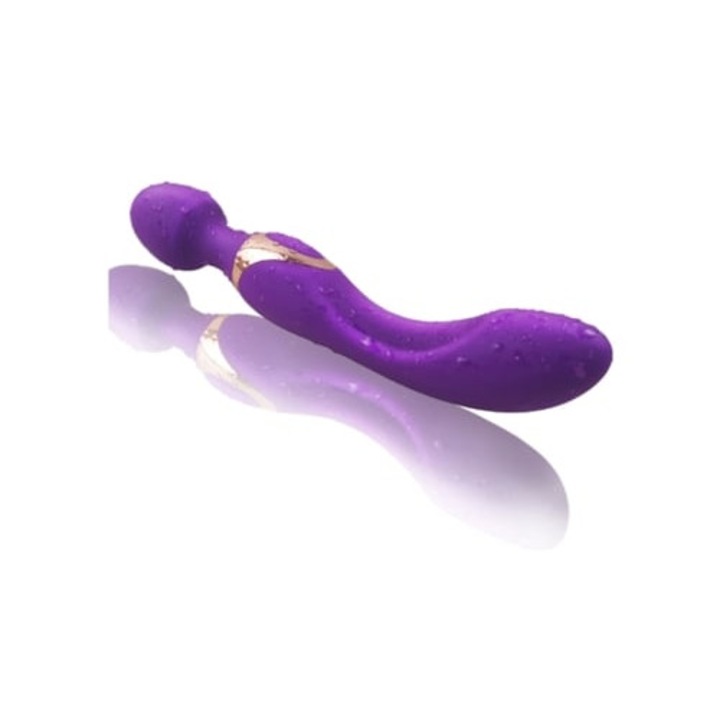 Újratölthető személyi vibrátor, vízálló, kétfejű rezgés, 8 sebesség, lila