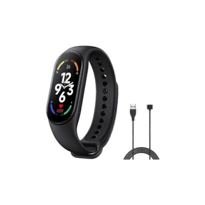 Bratara fitness TK70, monitorizare ECG si glucoza, ecran tactil 1.47 inch, neagra, dimensiuni 26x2.5x1.16cm