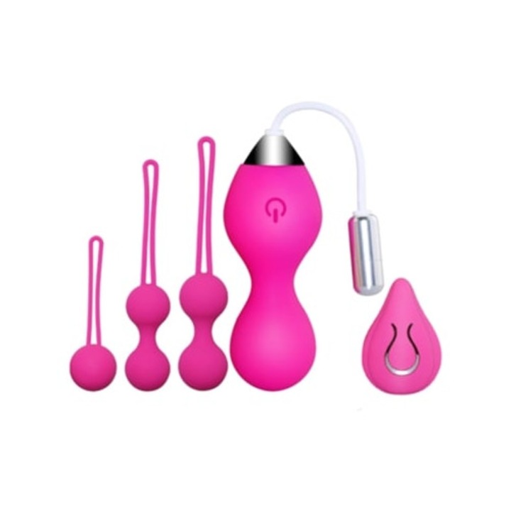 Vibrátor távirányítóval + 3 hüvelyi golyó, rózsaszín