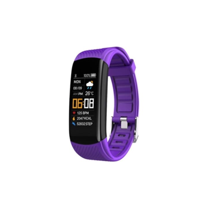 Bratara fitness, touchscreen, monitorizare somn, ritm cardiac, presiune arteriala, multicolor
