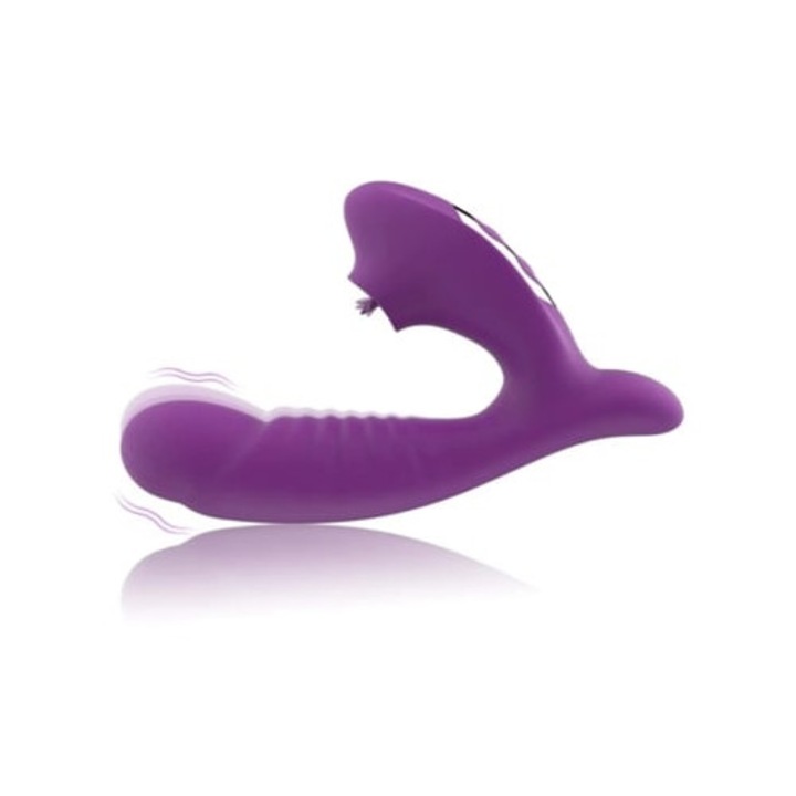 Вибратор 2-в-1 за жени, 7 режима на езика, 10 режима на вибрация, лилав