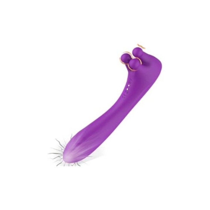 Клиторен вибратор с 3 издатини, G-Spot вибратор, 9 режима на удоволствие, лилав
