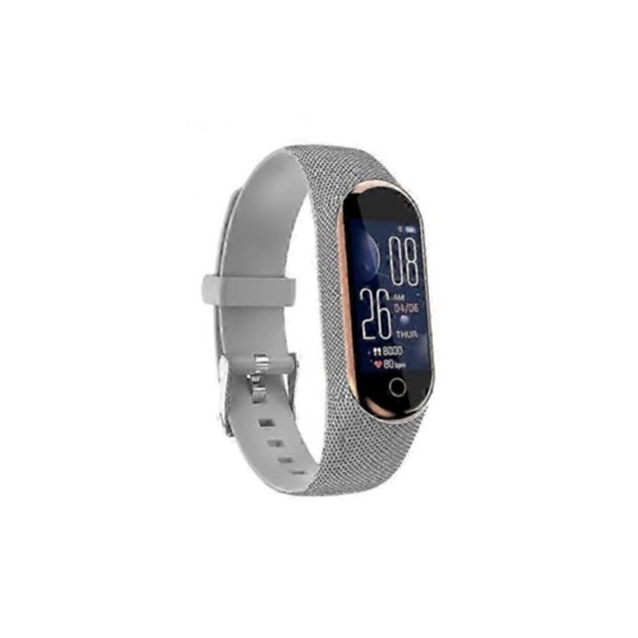 Bratara fitness M8 cu monitor de tensiune, unisex, gri