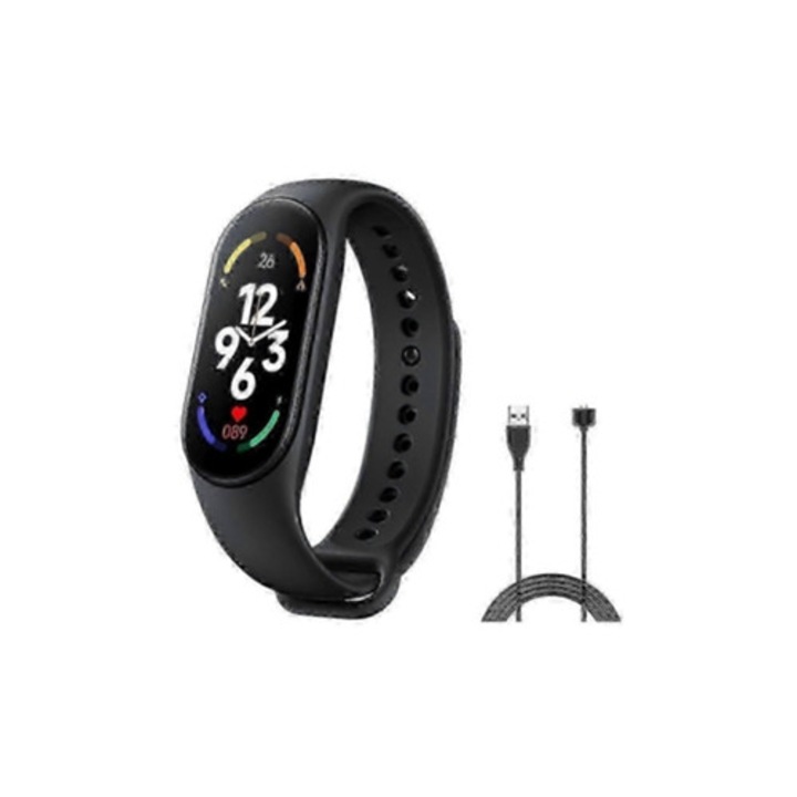 Bratara fitness M7, tracker de activitate si tensiune arteriala, versiune imbunatatita, culoare neagra