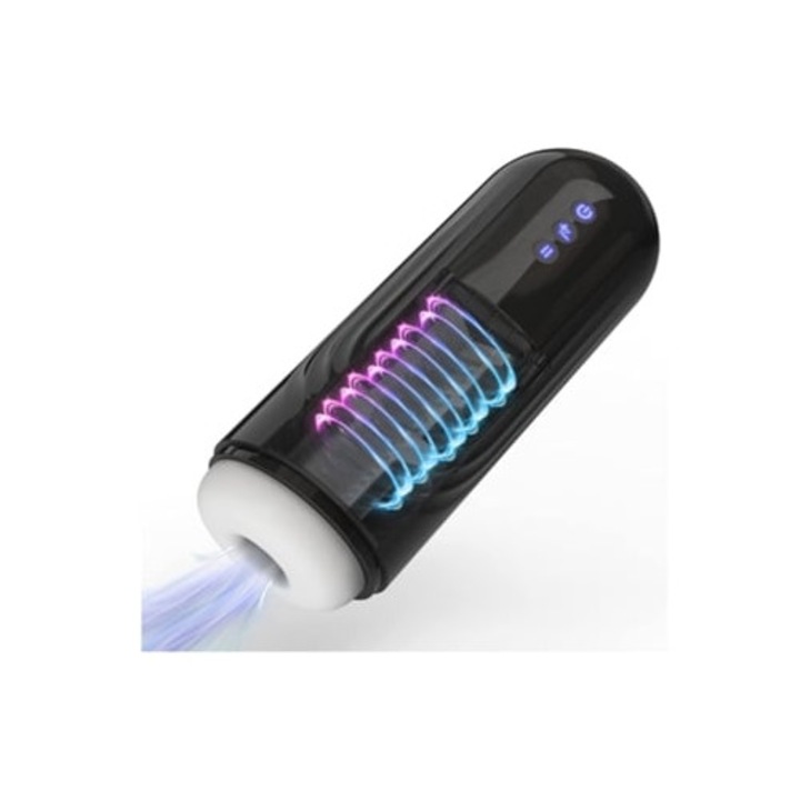 Automata maszturbátor, 7 stimulációs mód, 3D vaginális textúra, fekete