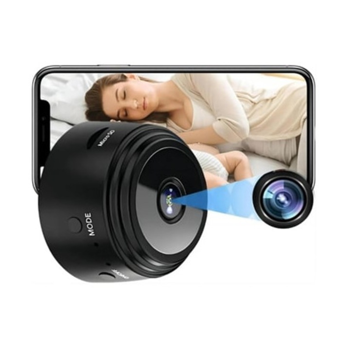 Camera spionare Bestvite A9 Mini 1080P HD, noapte, detectie miscare, neagra