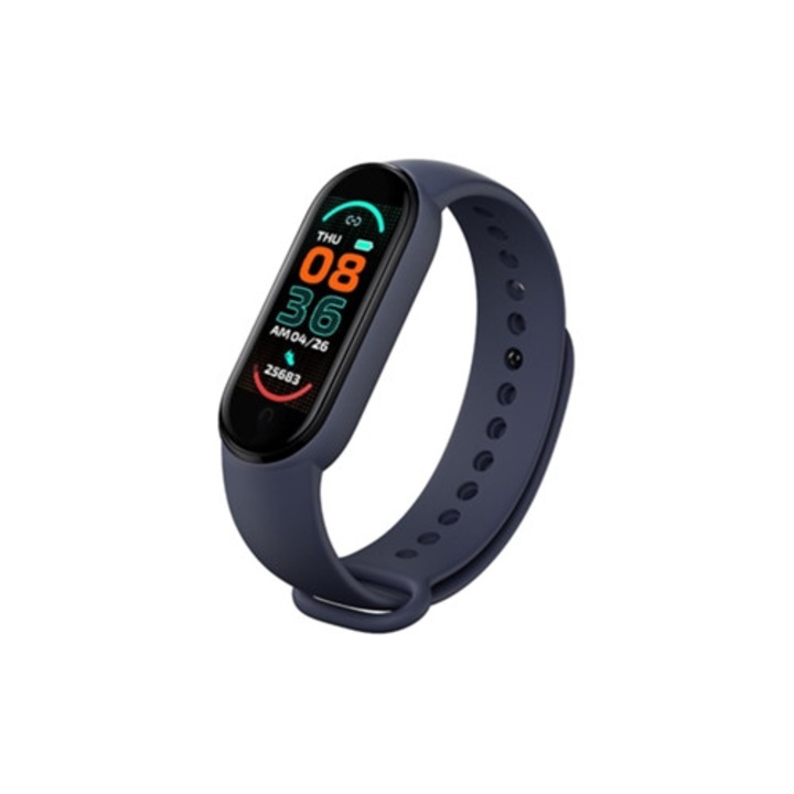 Bratara fitness M6, monitor ritm cardiac si tensiune arteriala, IP67, negru
