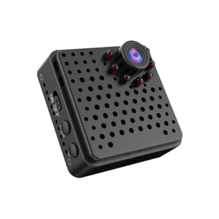 Camera spion wireless HD 1080P cu viziune nocturna, detectie de miscare, neagra