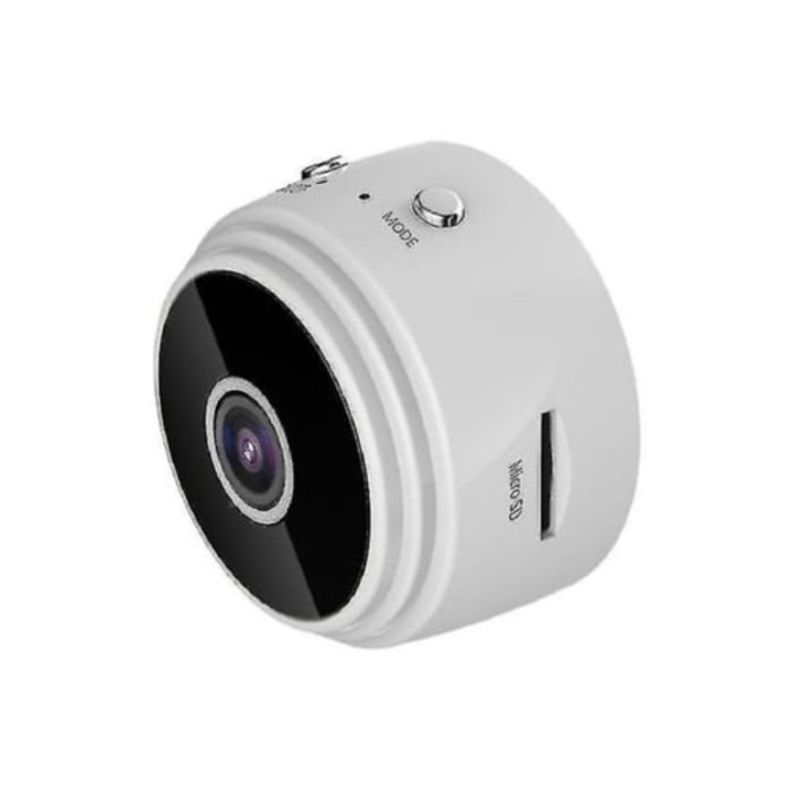 Мини шпионска камера HD 1080p с WiFi, аудио и видео запис, бяла