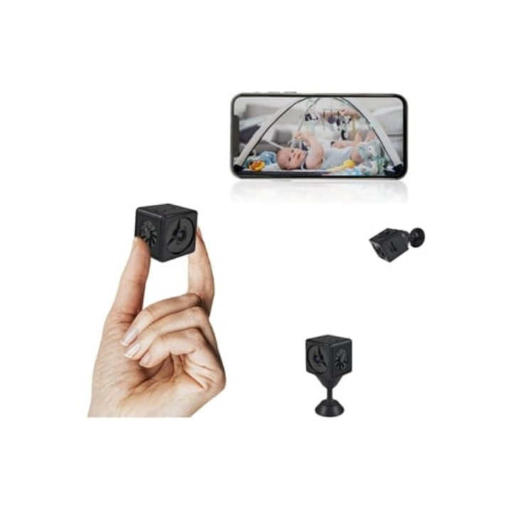 Camera spion ascunsa 1080p, detectie miscare, viziune nocturna, neagra