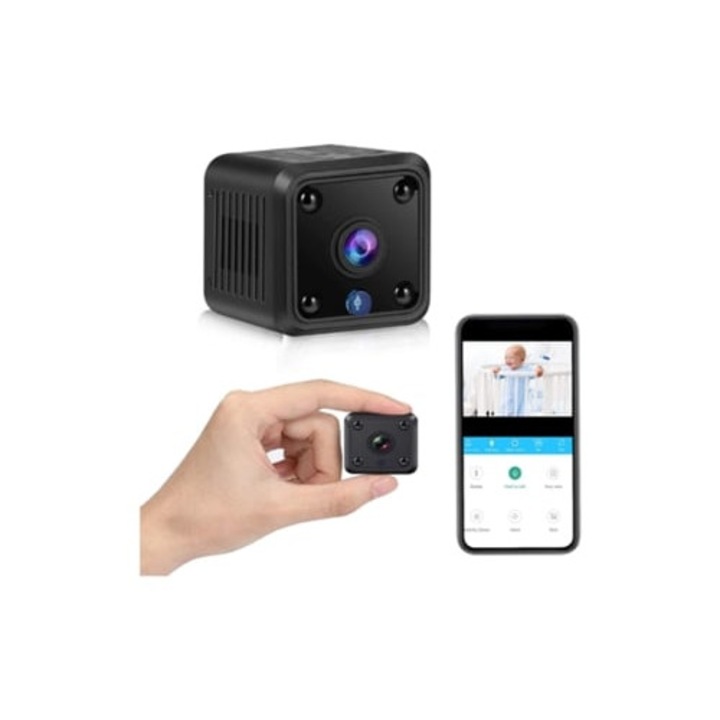 Camera spion mini ascunsa, Full HD 1080P, viziune nocturna, impermeabila, neagra