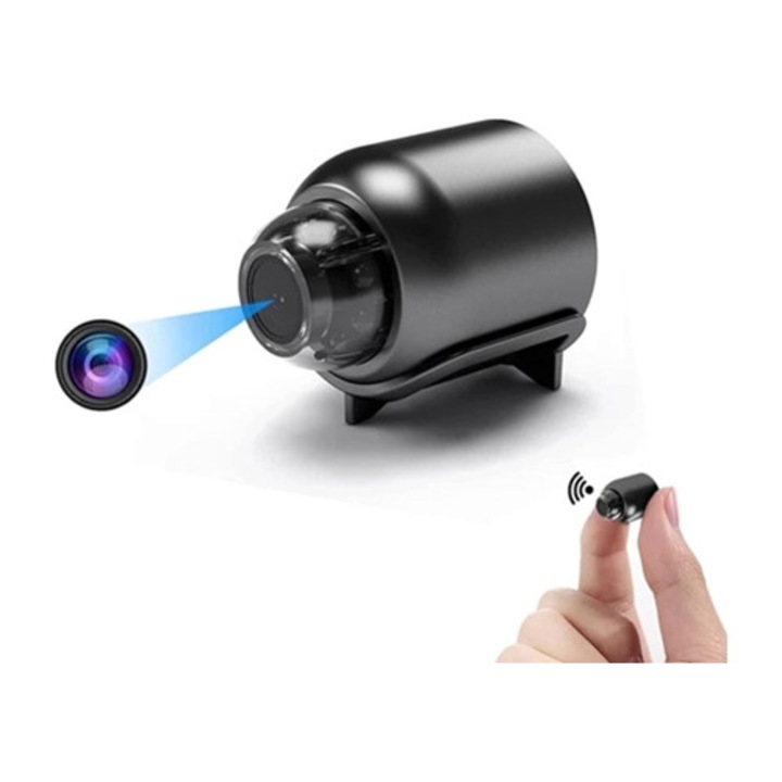 Camera mini WiFi ascunsa 1080P HD, detectie miscare, viziune nocturna, negru