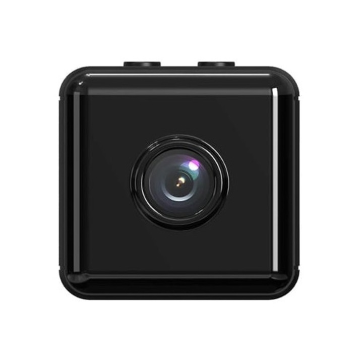 Camera spion mini, 1080P HD, cu monitor, montare magnetica, viziune nocturna, detectie miscare, neagra