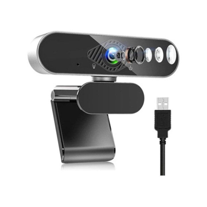 Webkamera 1080p mikrofonnal, plug and play, fekete