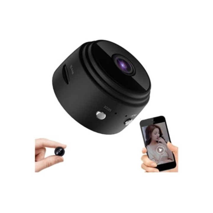 Camera spion mini ascunsa HD 1080P wireless WiFi, neagra