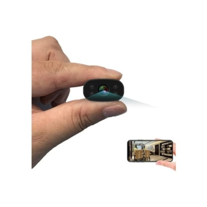 Camera spion mini ascunsa, wireless, vizionare de la distanta, neagra, set