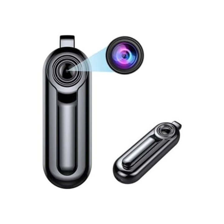 Camera spion mini HD 1080p, inregistrare audio si video, 8GB, neagra, set