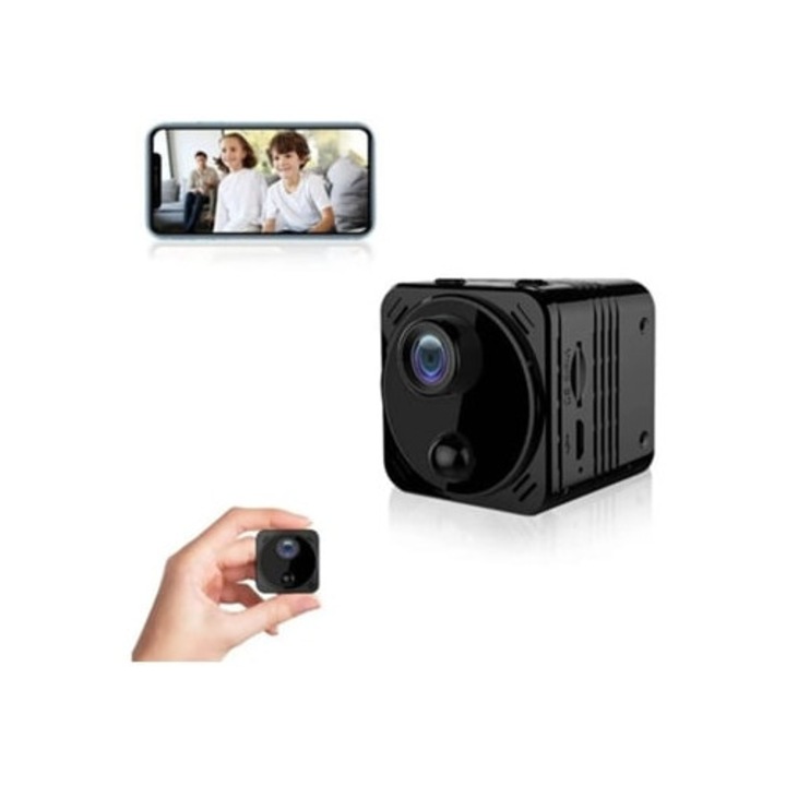 Camera spion Wi-Fi Bestvite, 1080P HD, neagra, cu viziune nocturna si detectie de miscare