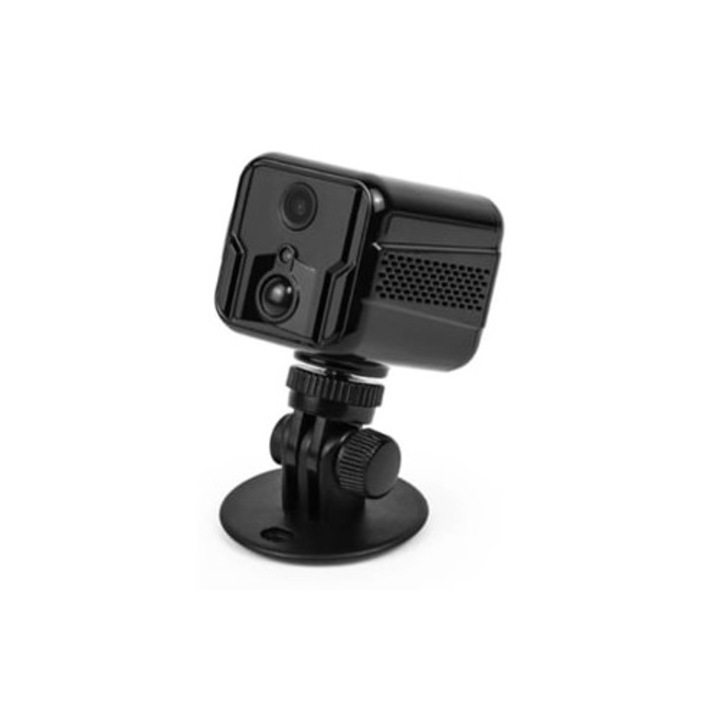 Мини камера за наблюдение, с WiFi приложение, сензор за движение, нощно виждане, Черен