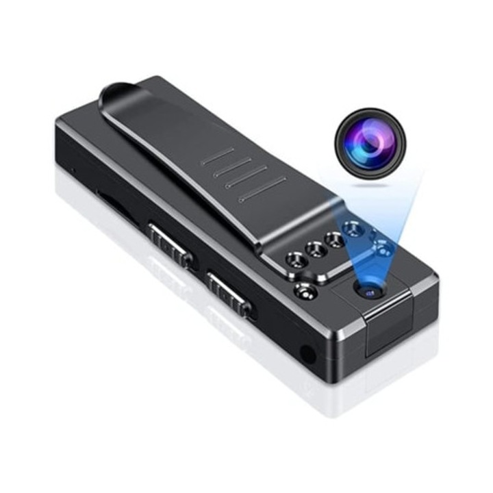 Мини HD 1080p камера за наблюдение с детекция на движение и нощно виждане, Черен