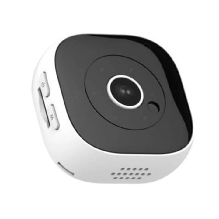Мини камера за наблюдение, 1080P, широк ъгъл 120°, инфрачервено нощно виждане, Бял
