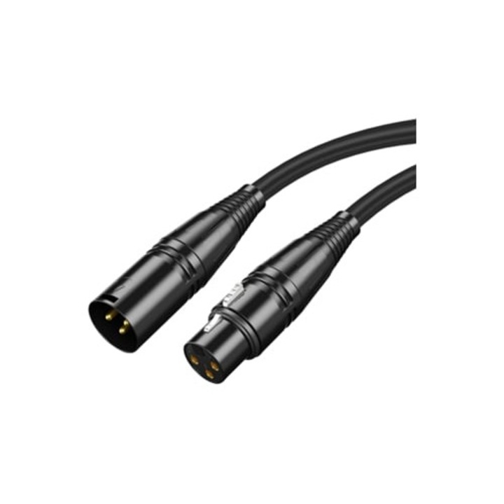 XLR Kábel Férfi-Nő, Zajcsökkentés, fekete