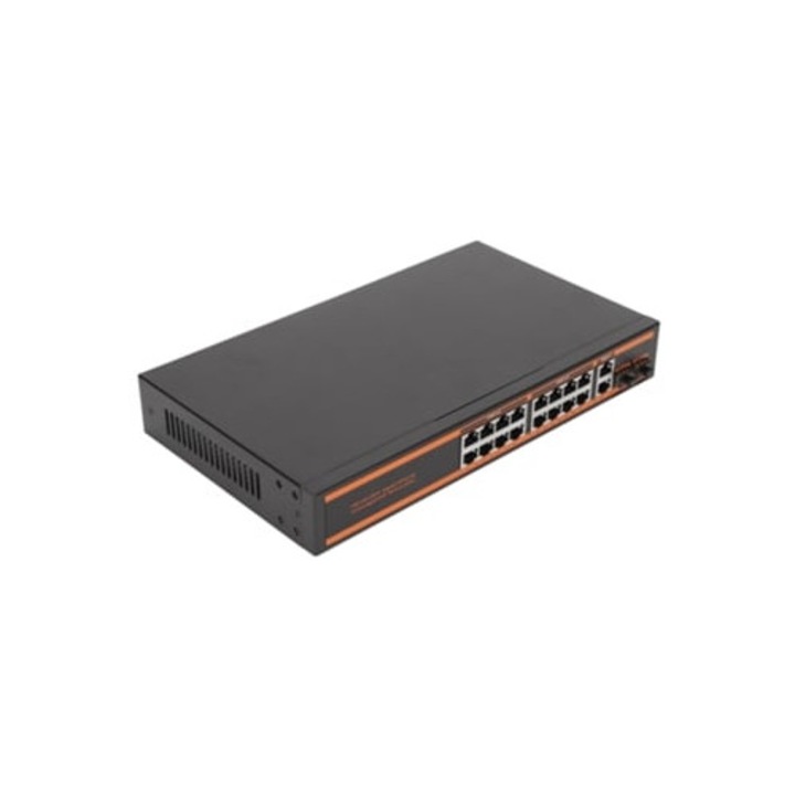 Суич Poe 20 порта Plug And Play Desktop 1000m, без вентилатор