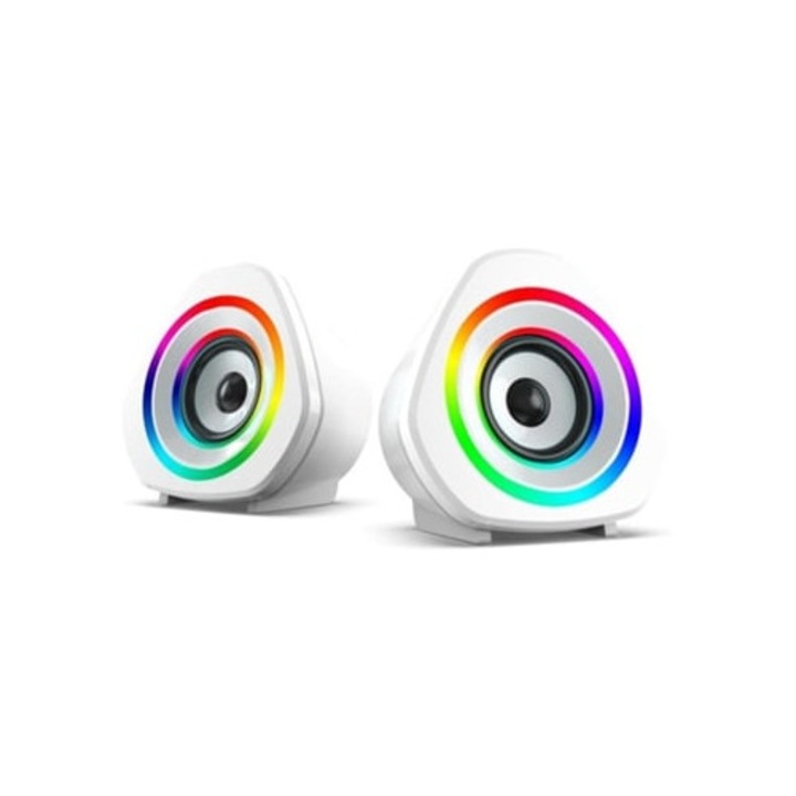 Boxa PC mini cu subwoofer, FIO E audio, iluminare RGB