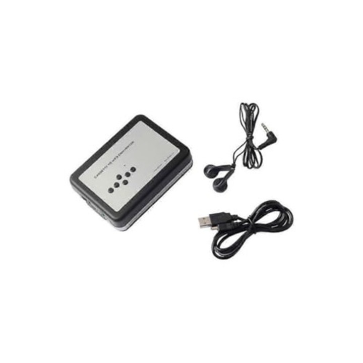 Converter casete audio in MP3 cu inregistrare USB, 2 in 1, negru