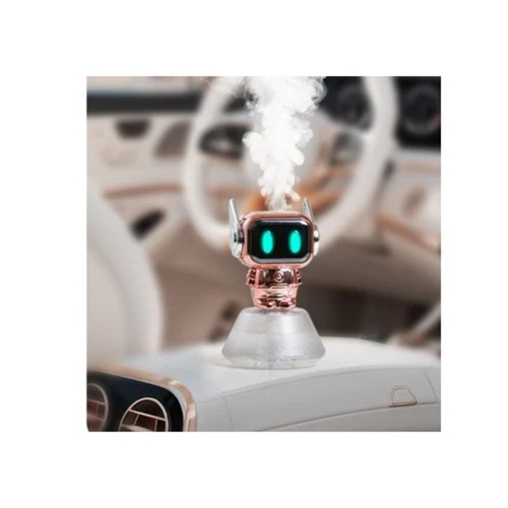 USB hordozható párásító, űrhajós design, színes fények, mini robot autóba vagy irodába