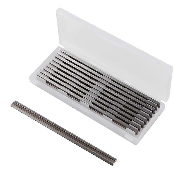 Комплект от 10 електрически рендета 82 мм, бързорежеща стомана, приложими за различни видове дърво, 82x5.5x1.2 мм