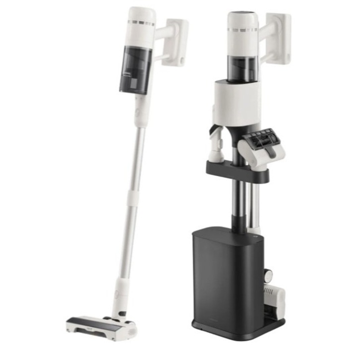 Вертикална прахосмукачка Roborock H60 Hub, бял дизайн, 60 минути автономност, регулируема мощност, комплект със станция за зареждане RockDock