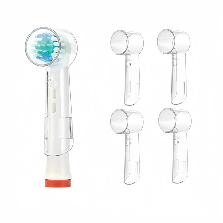 Capace pentru capete de periuta electrica, set de 4, 14.2x6.8x2cm, transparent