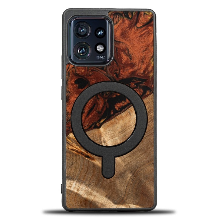 Husa Bewood Unique pentru Motorola Edge 40 Pro, 100% protectie, lemn si rasina, multicolor, 4 elemente